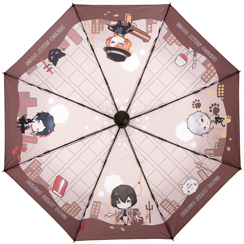 

Japan Anime Bungou Stray Dogs Osamu Dazai Nakahara Chuuya Q Version Fold Umbrella Fashion Student Rain Sunny Parasol Cosplay