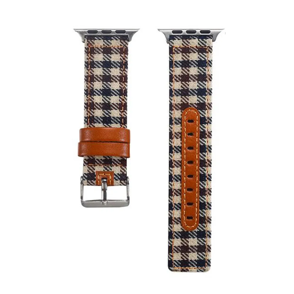 Холщовый ремешок для Apple Watch series 5 4 3 2 1 джинсовый браслет iWatch с рисунком гусиные