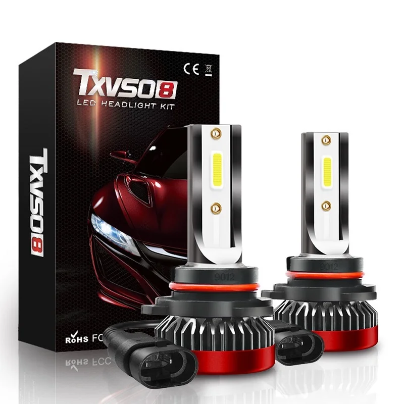 

12v 9012 hir2 led headlamps 80w 6000k universal minivan cob diode lamps with no fans 8000lm led voiture headlight car light bulb