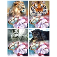 wolf tiger lion full square diamond painting 5d diy embroidery set mosaic animal flower butterfly stitch figure