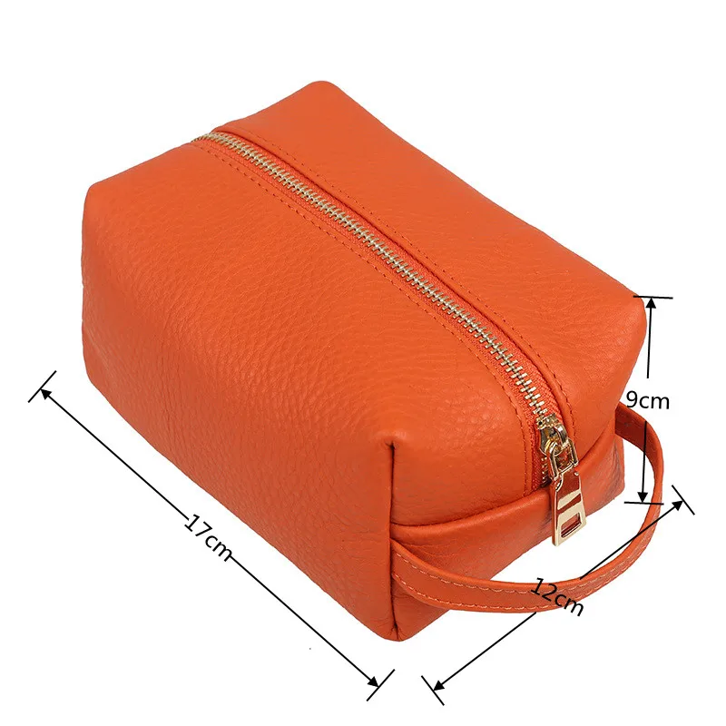 

Large Genuine Leather Women Cosmetic Bag Fashion Travel Portable Simple Storage Sundries Bag Female Wash bag Clutch