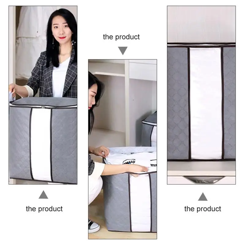 

1PC Storage Bag Practical Clothes Storage Bag with Zipper for Quilt Blanket