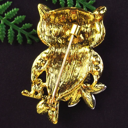 

YW20 Yellow Rhinestone Carved Tibetan Golden Owl Pendant Brooch for Girls Women Gift Lovely Jewelry 43x33x10mm