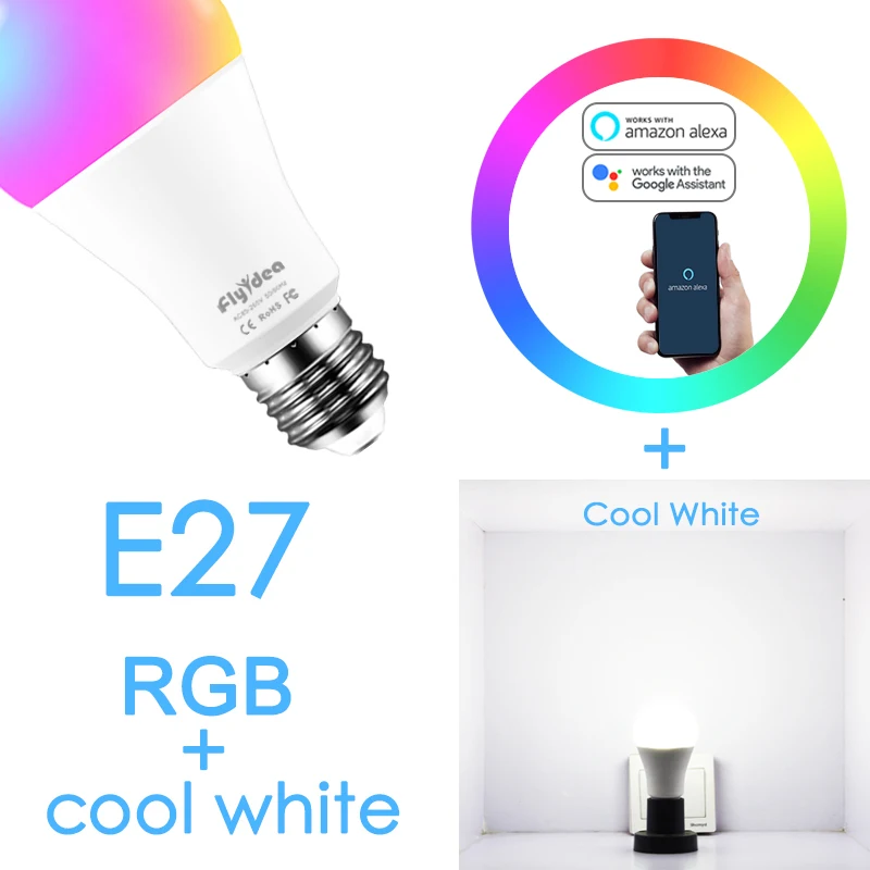 WiFi RGB CW Беспроводной цветомузыкальный Bluetooth Громкоговоритель Светодиодный 10 Вт RGB волшебная лампа E27 изменение цвета лампочки умное Домашнее освещение Совместимо с IOS/Android - Испускаемый цвет: WiFi RGB CW