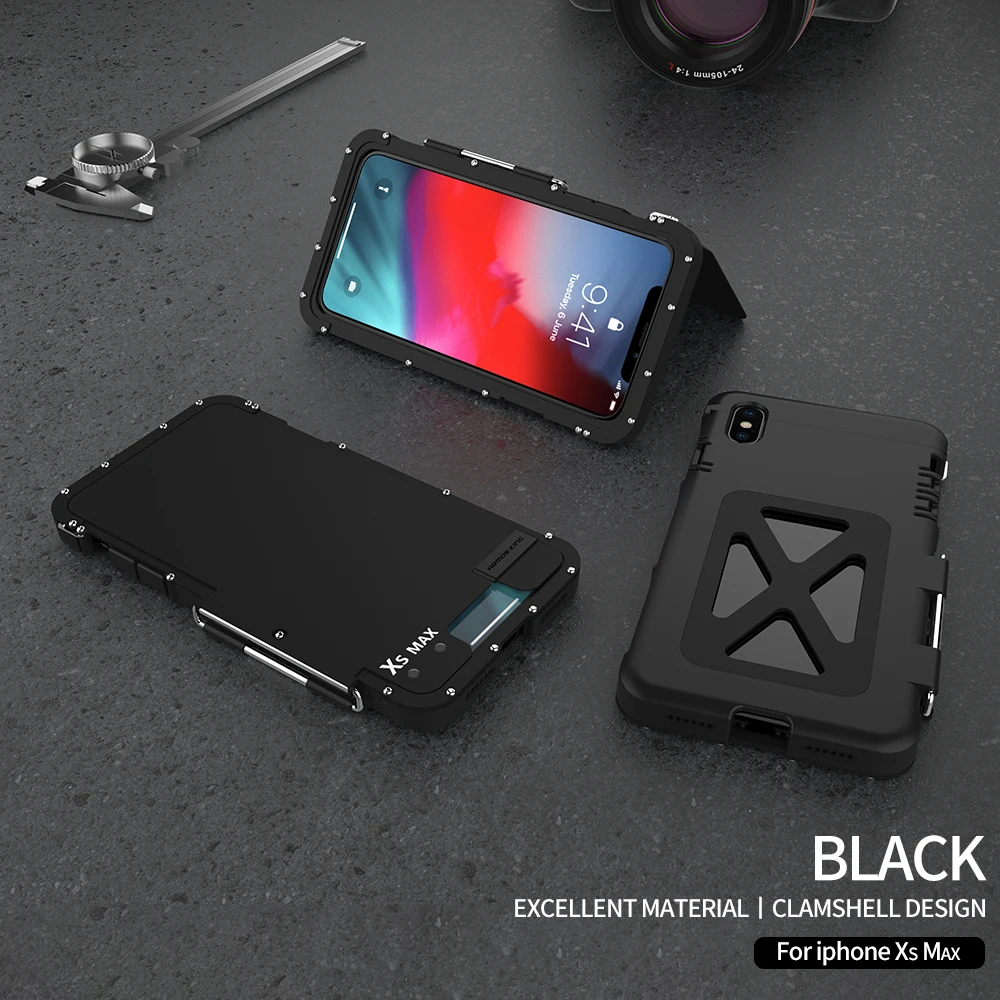 Камуфляжный металлический флип-чехол для телефона iphone 11, металлическая рамка, защита от падения, чехол для 11 pro max, противоударный - Цвет: black