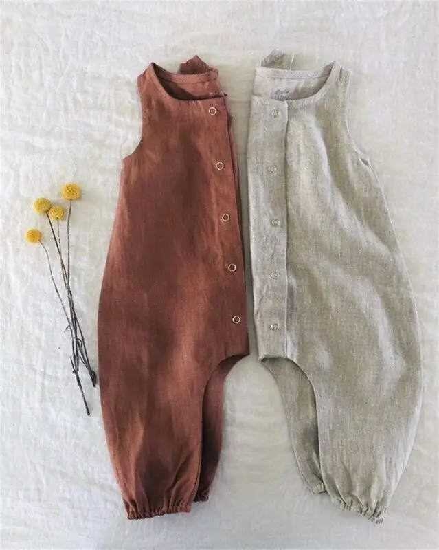 

2020 Newborn Infant Kids Baby Boy Girl sleeveless Solid Romper cotton Bodysuit Jumpsuit Clothes Outfits 0-2T