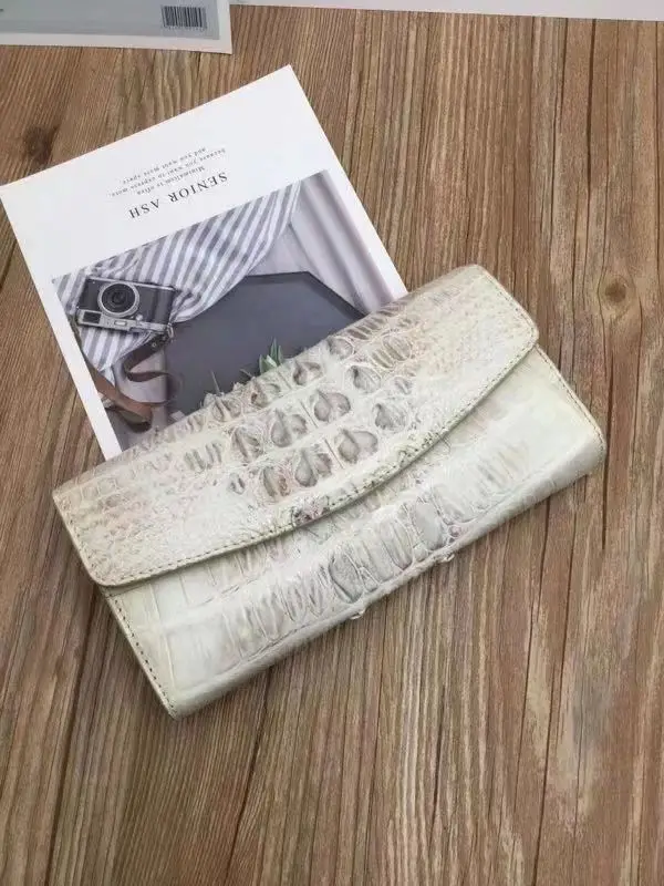 Женский Длинный кошелек из 100% натуральной крокодиловой кожи фиолетовый