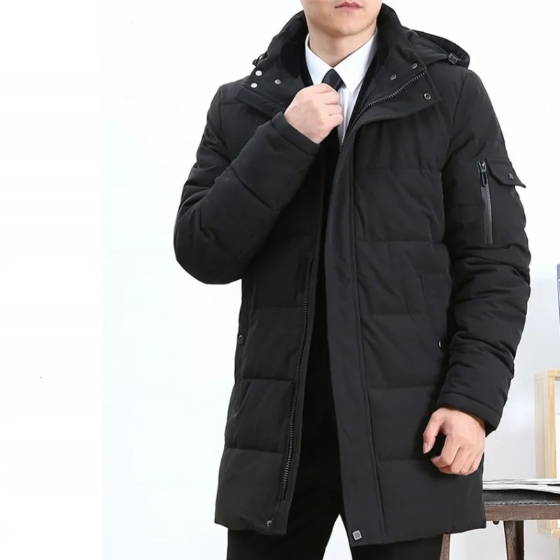 

Business Casual Winter Men Long Down Jacket Large Size L-6XL Thicken Warm Parkas Coats Hooded Windbreaker Manteau Homme Hiver