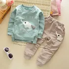 Одежда для детей 2-5 лет, хлопковый комплект одежды для девочек, Топ с длинным рукавом и штаны, с мультяшным рисунком, на весну и осень