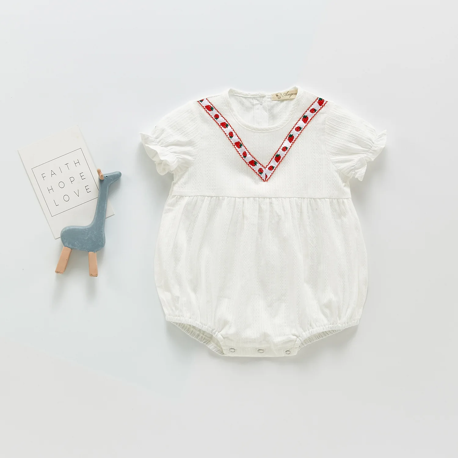 

WLG Girls Short Sleeve Rompers Baby Clothes Summer White Black Plaid Ruffle Romper Toddler Girl Casual Clothes