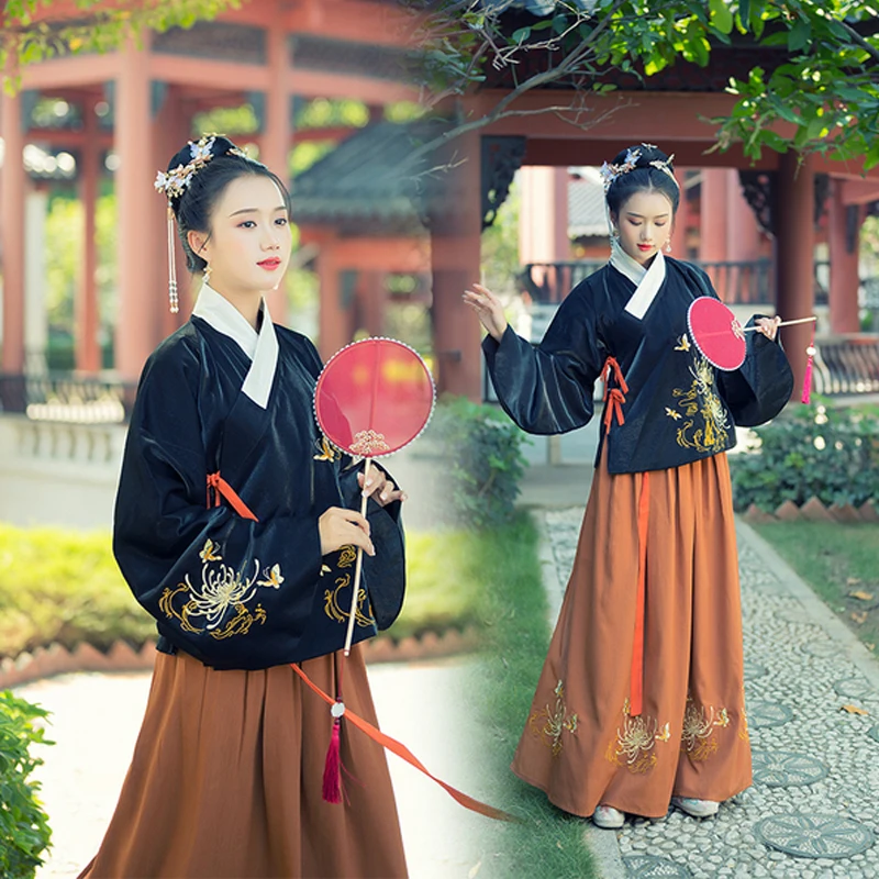 

Платье Hanfu Китайская традиционная Женская повседневная одежда династия Мин элегантная одежда в старинном стиле Классические народные танц...