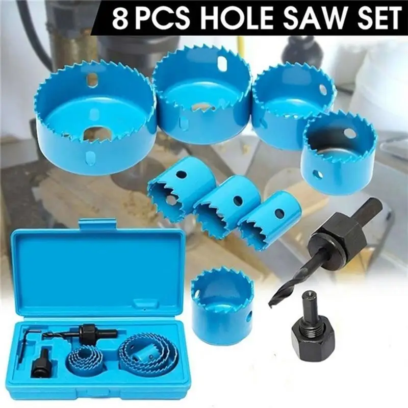 

8Pcs Woodworking Hole Pitch Set DIY Spherical Door Lock Drawer Lock Metal Saw Cutting Tools Woodworking Hole Opener Accessories