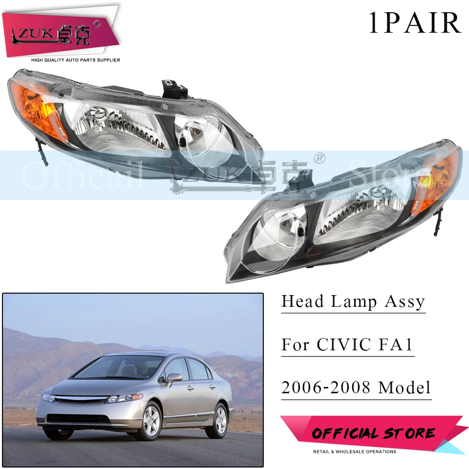 Налобный фонарь ZUK для HONDA CIVIC 2006 2007 2008 FA1 гибридный желтый пара | Автомобили и