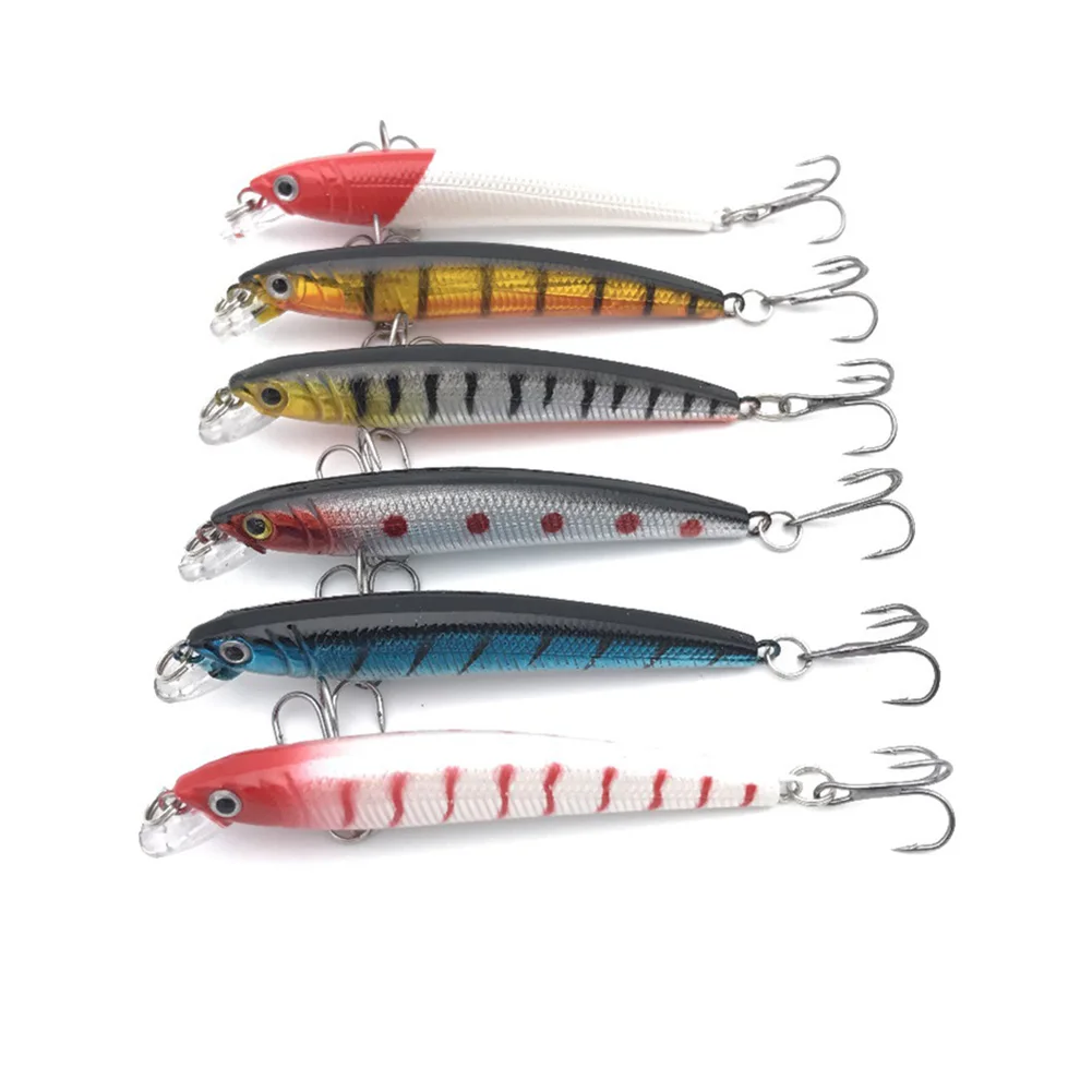 

6 шт., рыболовные приманки с двумя крючками, 7,5 см