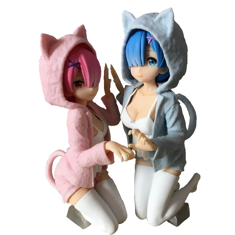 2 шт./компл. Re нулевая кукла аниме Re:Zero Rem Kara Hajimeru Isekai Seikatsu Ram Nyanko ПВХ экшн-фигурка