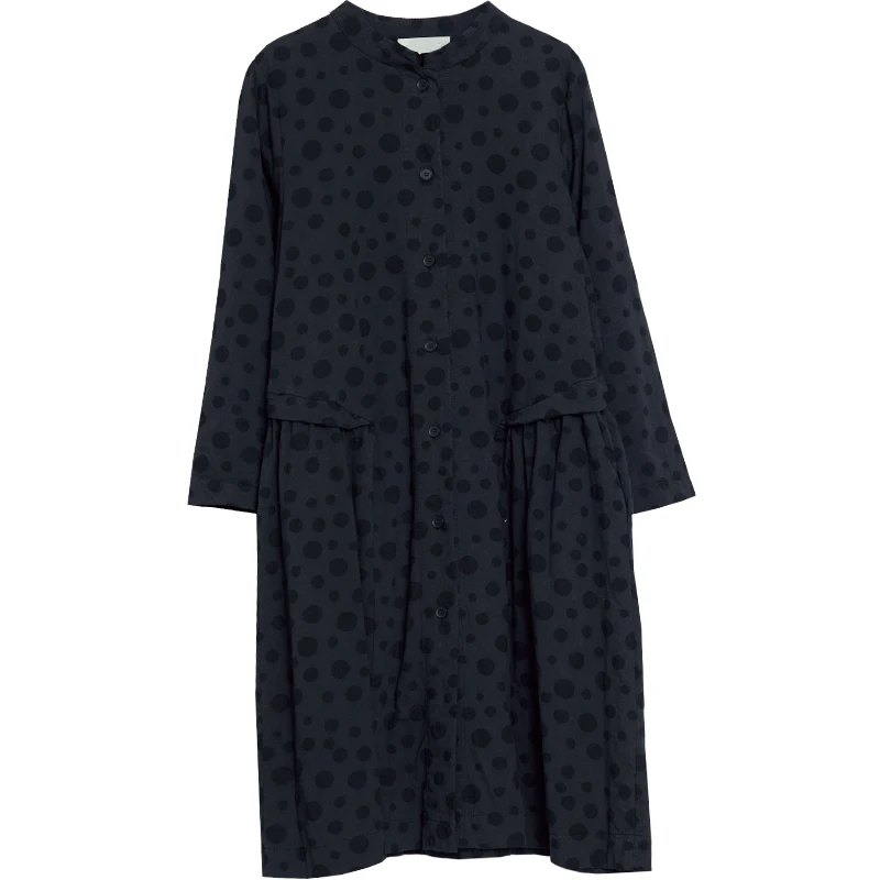 

Autumn New Style Artistic Retro Mid-Length Polka Dot Shirt Dress Loose Slimming Casual and Comfortable Large Size Dress for