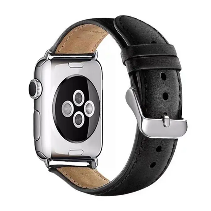 black Кожаный ремешок-петля для часов iWatch 4 3 2 1 спортивная Пряжка для Apple Watch 42 мм 38 мм 40 мм 44 мм серия 5 - Цвет ремешка: black
