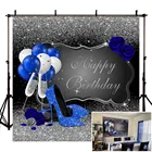 Mehofond серебристый и черный фон для фотосъемки синие высокие каблуки шампанские воздушные шары Роза женщина День рождения баннер фон
