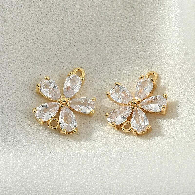 Двойные Висячие четырехлистные циркониевые браслеты с цветами ожерелье серьги