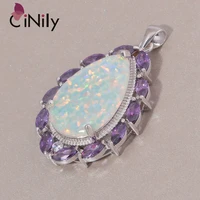 cinily white super huge fire opal silver plated color zircon necklace pendant charms with good looking for woman jewel
