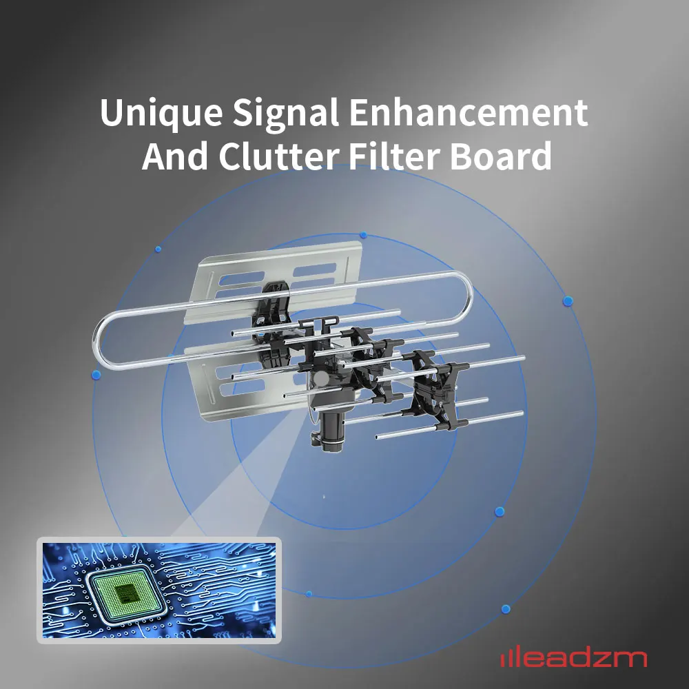 Leadzm TA-983 360°Rotation UV Dual Frequency 45-860MHz 22-38dB Outdoor TV Antenna Remote control outdoor antenna