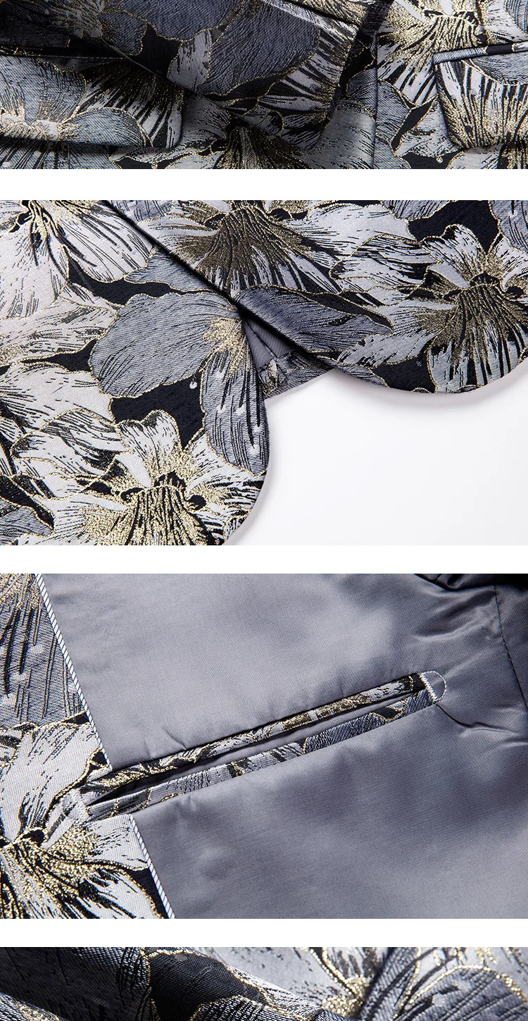 

PYJTRL High Quality Men Jacquard Floral Suit Jacket Handsome Tide Brand Slim Fit Balzers Casual Coat Male Stage Signers Clothing