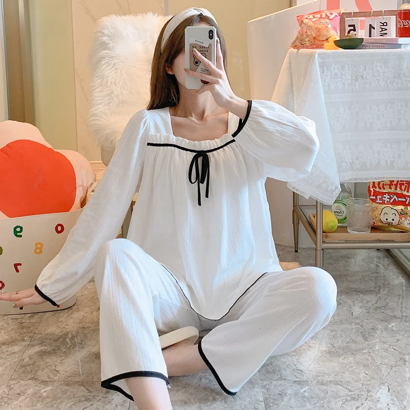 

Осенне-весенние хлопковые комплекты одежды для сна для беременных и кормящих мам милые пижамные костюмы для грудного вскармливания шикарн...