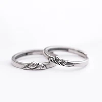 silver color ring vintage style wave mountain adjustable couple rings for girls boys promise ring best friend jewelry