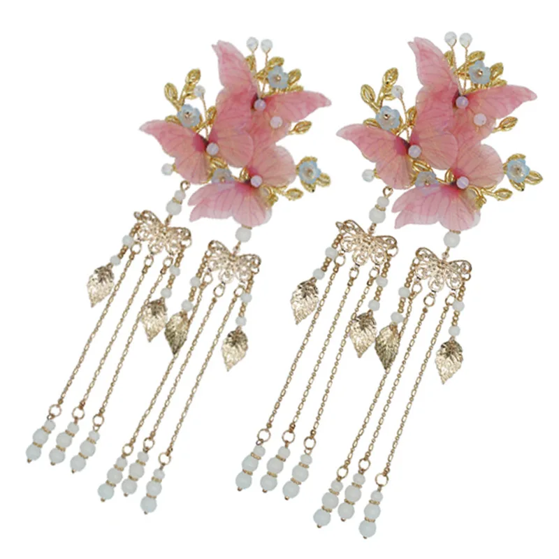 Super Fairy Butterfly Hair Clip Antique Accessories Girl Fringe Headgear Pair | Украшения и аксессуары