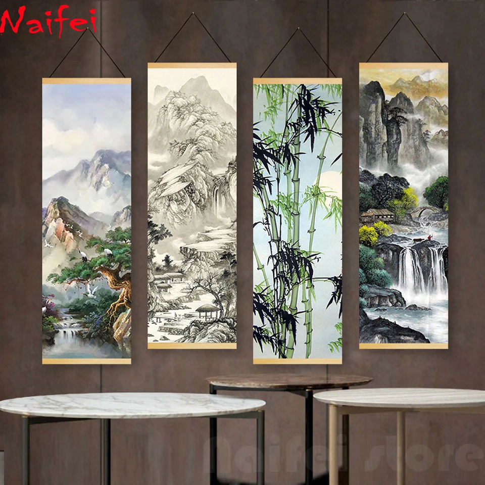 Алмазная живопись сделай сам полноразмерная круглая китайская пейзажная с