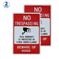video surveillance sign 2 pcs no trespassing security alert metal sign warning beware of dogs sign
