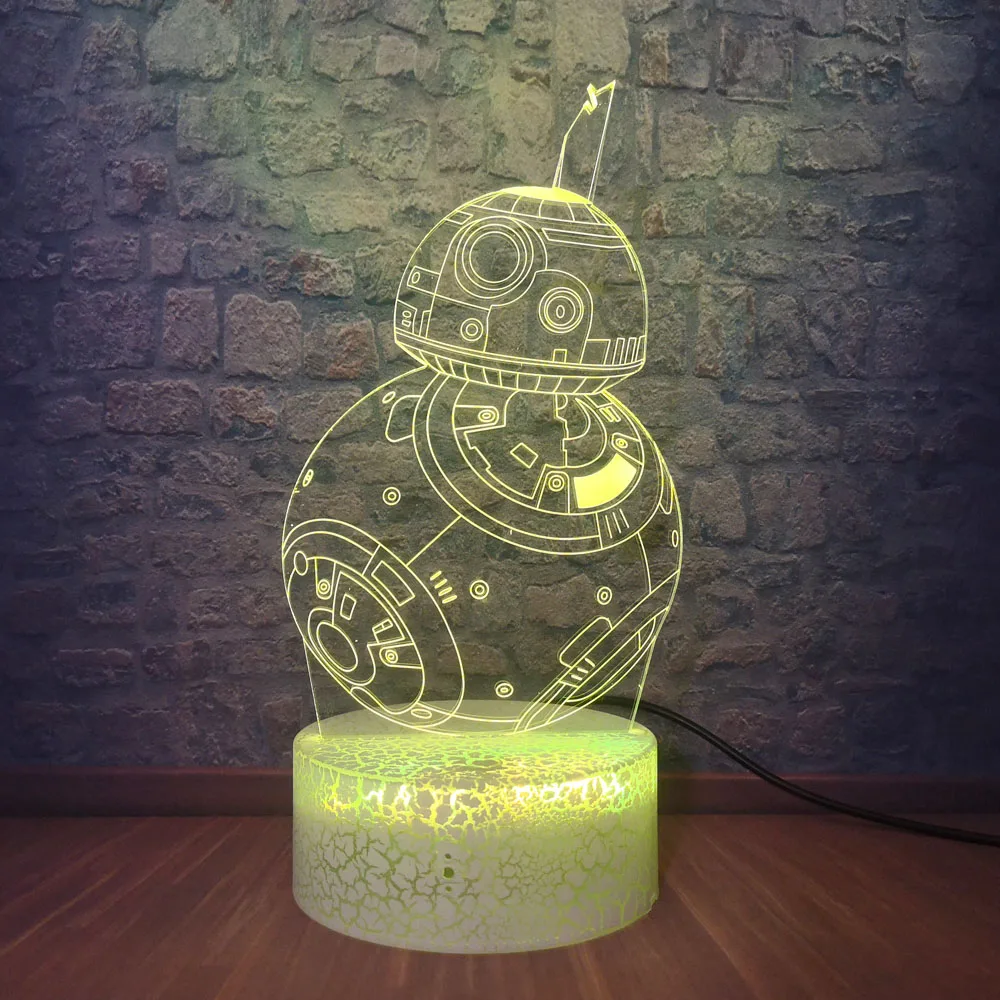 3D Звездные войны, Звезда смерти BB8 ночник 7 цветов меняющийся светодиодный настольная лампа с иллюзией для детей прикроватный Декор Usb Touch Lampara подарки
