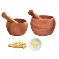wooden artifact garlic press pot pedestal bowl masher grinder mortar and pestle grinder set herb spice crusher kitchen tool