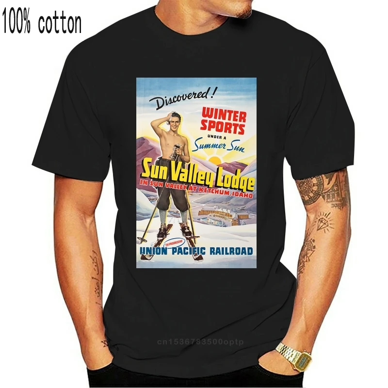 Sun Valley зимняя спортивная наклейка постер Футболка-снежные лыжи Кетчум Айдахо |
