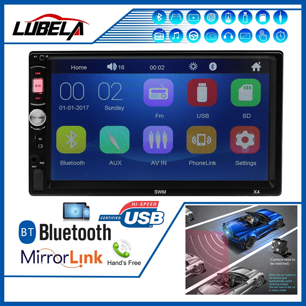 Автомагнитола 2 din мультимедийный плеер для автомобиля с сенсорным экраном 7