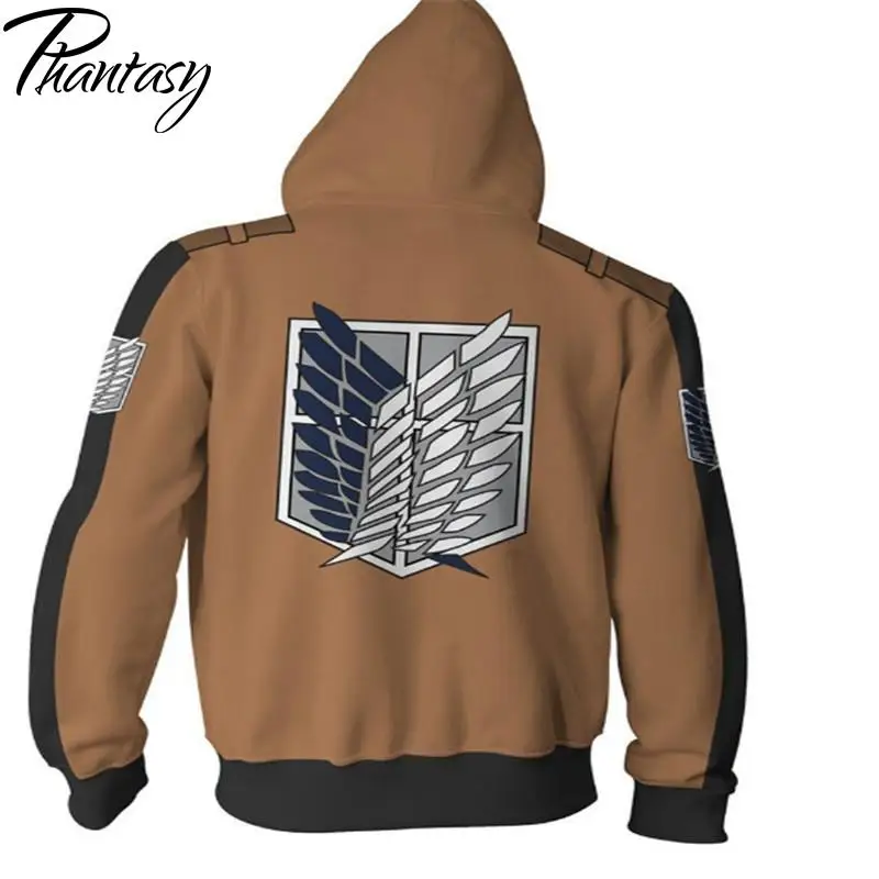 Phantasy Men's Hoodies Attack on Giant Anime Cosplay Hoodie 3D Print Hooded Sweatshirt Jacket Zip up Outwear Clothing Unisex | Мужская