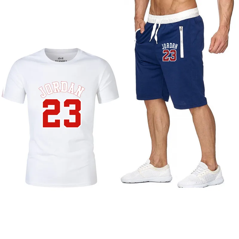 two piece set men outfits jordan 23 t shirt shorts summer short tracksuit sport suit jogging sweatsuit basketball jersey|Мужские
