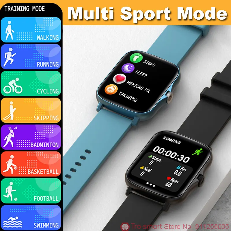 1 7inch smartwatch women full screen touch men smart watch blood pressure fitness tracker sport clock waterproof smart watches free global shipping