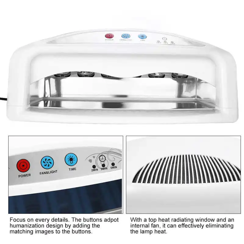 

54W UV Nail Dryer Lamp For Nails Dryer Quick Drying Nail Gel Polish Drying Lamp with Fan Timer Setting US