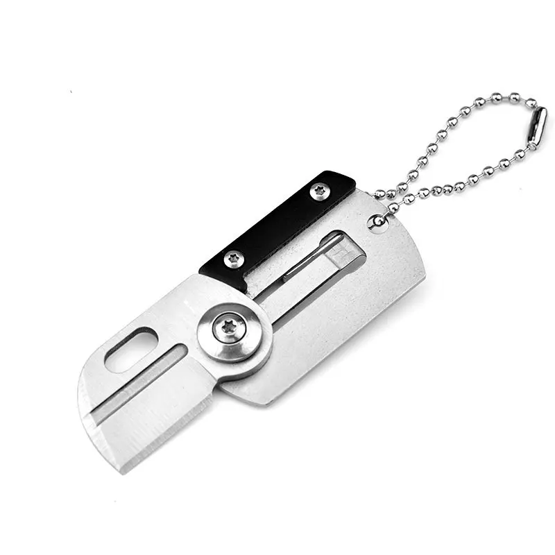 

Mini Pocket Knives Outdoor Self-defense EDC Tools Round Steel Folding Blade Knife Portable Gadget KeyRing Pendant Hand Tool