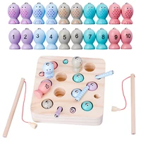 new baby wooden montessori toys digit magnetic games fishing toys game catch worm educational puzzle toys for children gifts