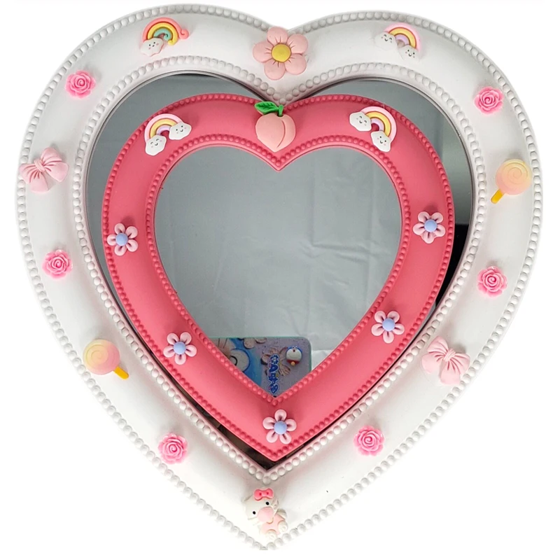 

New Pink Love Mirror Desktop Makeup Mirror Wall Mounted Dual-Use Vanity Mirror Girl Room Wall Decoration Heart-Shaped Mirror