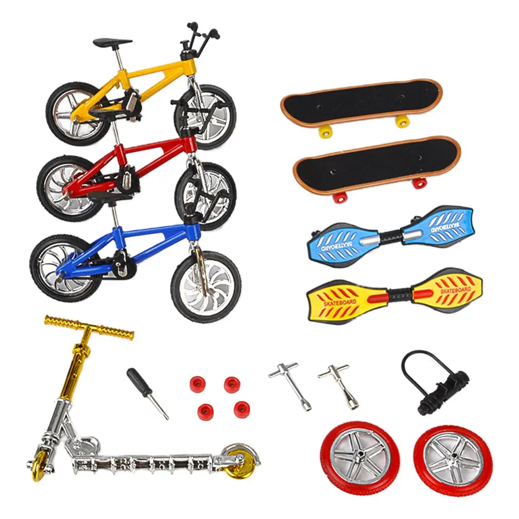 

Finger Skateboard Set Alloy Fingertip Movement Bike Scooter Lightweight Desktop Home Decor Fun Party Favors Entertainment Toy