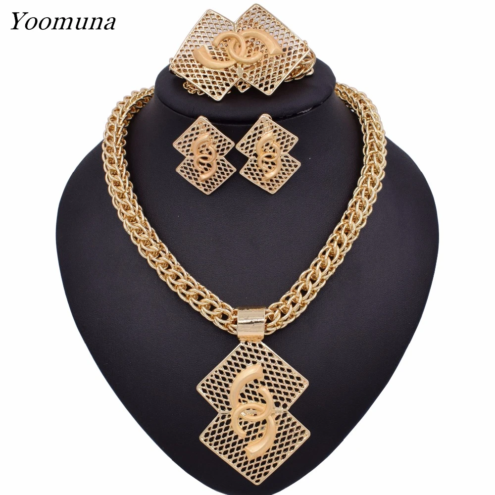 Новые Изысканные Дубаи золотые комплекты больших украшений нигерийские