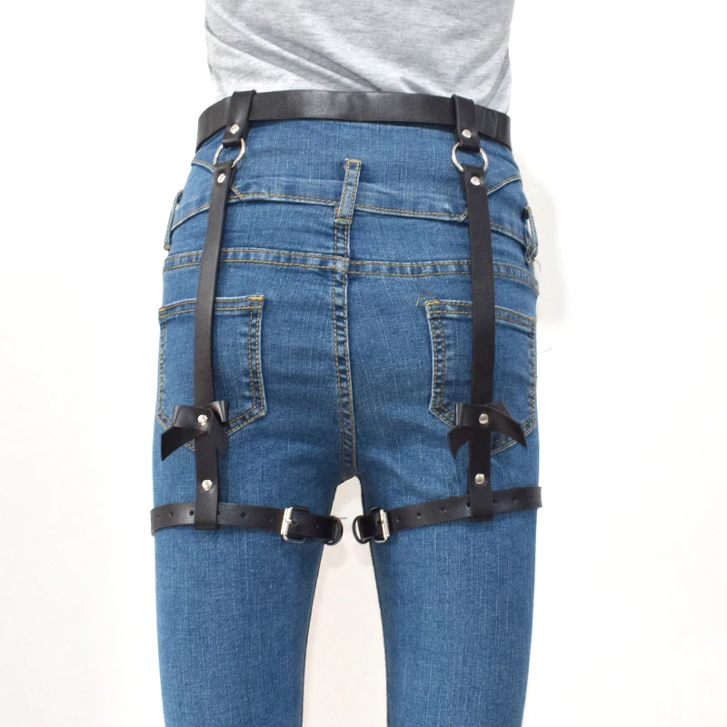 Punk Goth Women Belt Leather Harness Garter Sexy High Waist Body Bondage Suspenders Leg Harness Fashion femme ceinture