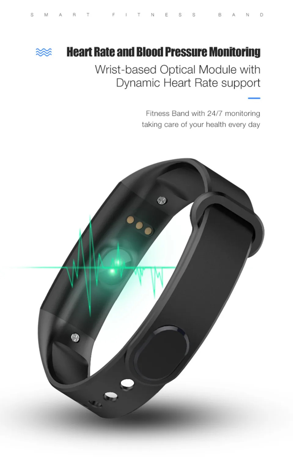 ABAY 2018 C07 умные наручные часы с монитором сердечного ритма и давления, трекером фитнеса для спорта на Android и iOS.