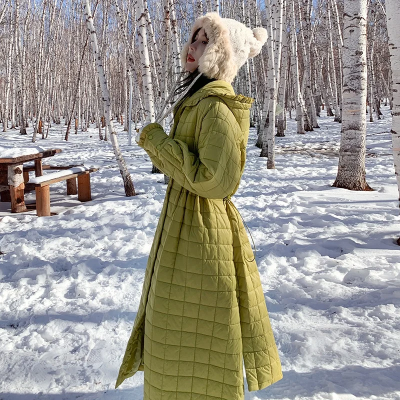 Зимняя одежда для женщин винтажное зеленое однобортное длинное пальто с