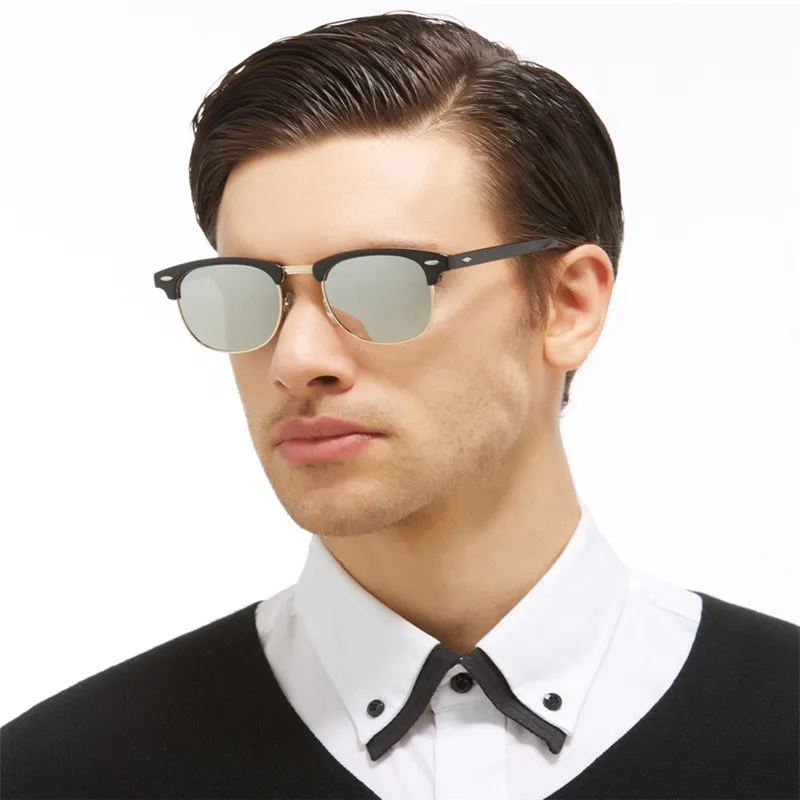 

Half Metal Fashion Sunglasses Men/Women Brand Designer Retro Rivet High Quality Lens Classic Sun Glasses Female Oculos UV400