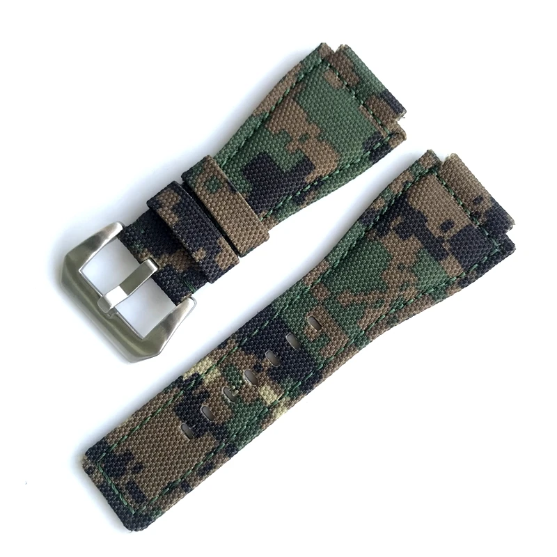 MERJUST 34mm*24mm Camo Army Green Nylon Canvas Watch Strap For Bell Series BR01 BR03 Watchband Bracelet Belt