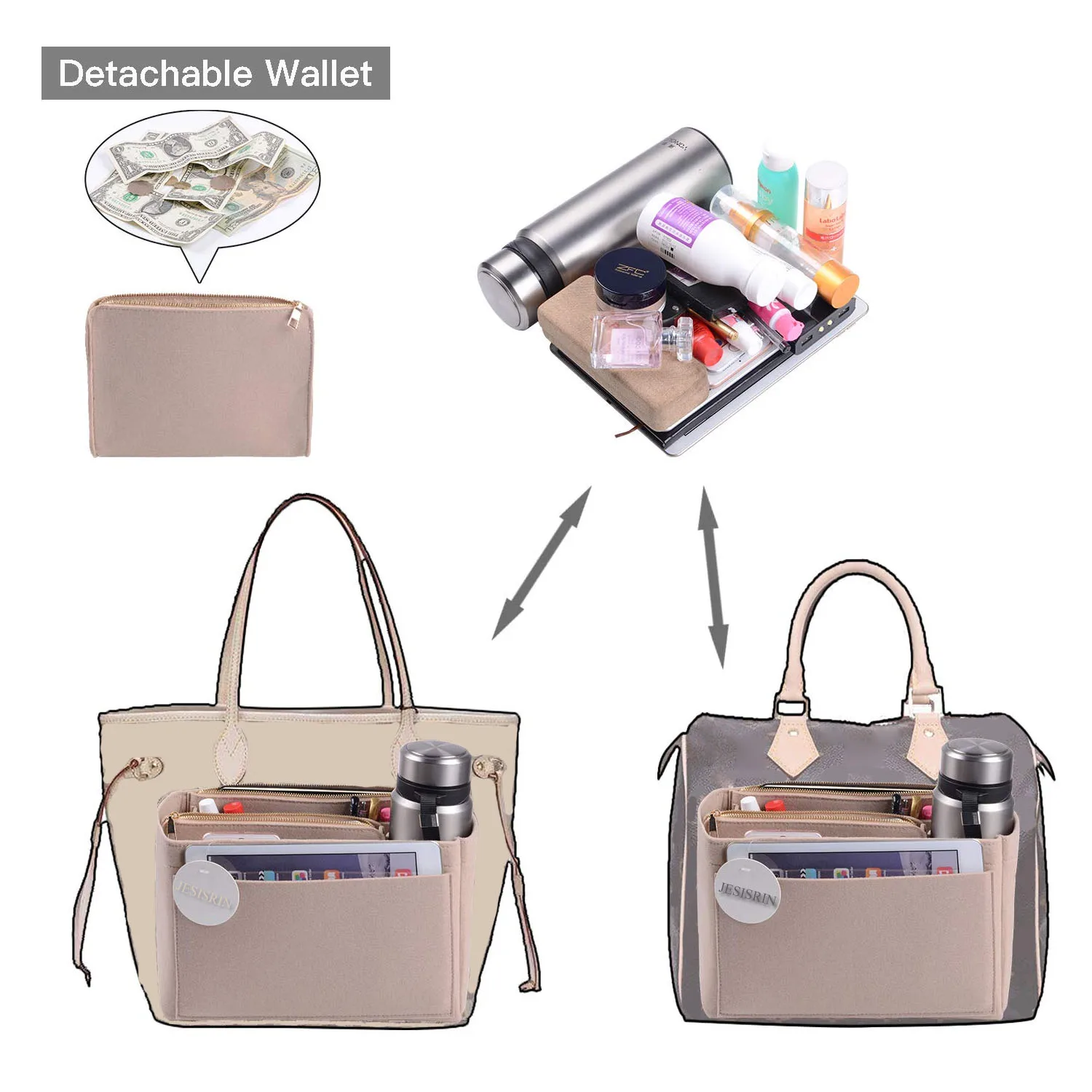 Органайзер для косметики сумка из войлочной ткани органайзер сумка-вкладыш